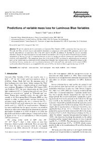 Predictions of Variable Mass Loss for Luminous Blue Variables