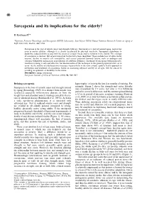 Sarcopenia and Its Implications for the Elderly{