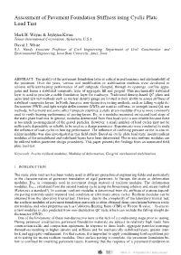Assessment of Pavement Foundation Stiffness Using Cyclic Plate Load Test