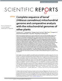 Complete Sequence of Kenaf (Hibiscus Cannabinus)