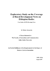 Exploratory Study on the Coverage of Rural Development News on Ethiopian Radio