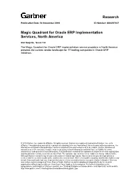 Research Magic Quadrant for Oracle ERP Implementation Services