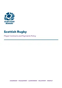 Scottish Rugby Player Contracts and Payments Policy