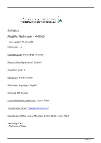 Syllabus Midlife Nabokov - 44842