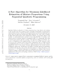 A Fast Algorithm for Maximum Likelihood Estimation of Mixture Proportions Using Sequential Quadratic Programming