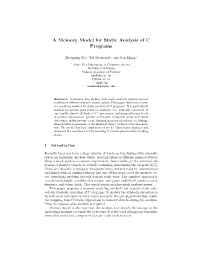 A Memory Model for Static Analysis of C Programs