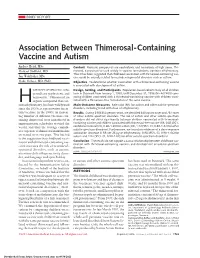 Association Between Thimerosal-Containing Vaccine and Autism