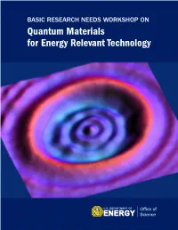 Basic Research Needs Workshop on Quantum Materials for Energy Relevant Technology