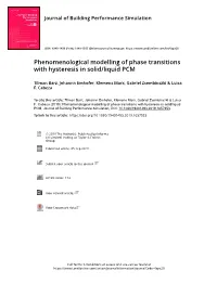 Phenomenological Modelling of Phase Transitions with Hysteresis in Solid/Liquid PCM
