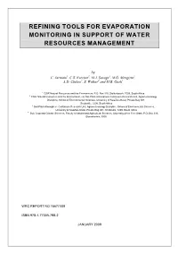 Refining Tools for Evaporation Monitoring in Support of Water Resources Management