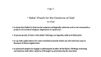 • Baha'i Proofs for the Existence Of