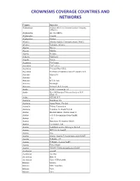 Crownsms Coverage Countries and Networks