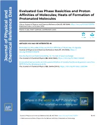 Evaluated Gas Phase Basicities and Proton Affinities of Molecules; Heats of Formation of Protonated Molecules