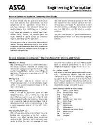 View Our Material Selection Guide for Commonly Used Fluids