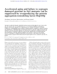 Accelerated Aging and Failure to Segregate Damaged Proteins in Sir2 Mutants Can Be Suppressed by Overproducing the Protein Aggregation-Remodeling Factor Hsp104p