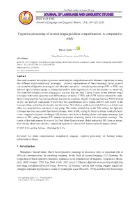 Cognitive Processing of Second Language Idiom Comprehension: a Comparative Study