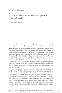 Critical Responsei. Paratext and Genre System: a Response to Franco Moretti