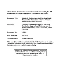Explanations for Offending (Study Group on the Transitions Between Juvenile Delinquency and Adult Crime)