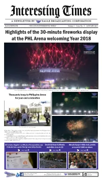 Highlights of the 30-Minute Fireworks Display at the PHL Arena Welcoming Year 2018