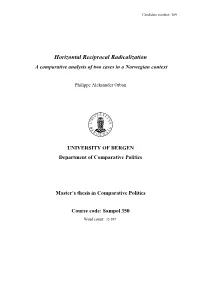 Horizontal Reciprocal Radicalization a Comparative Analysis of Two Cases in a Norwegian Context