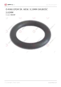 O-RING EPDM ŚR. WEW. 9,19MM GRUBOŚĆ 2,62MM Nr Części: 528.487