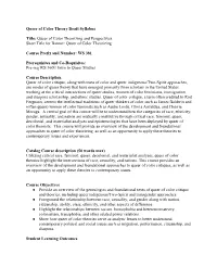 Queer of Color Theory Draft Syllabus Title: Queer of Color Theorizing And