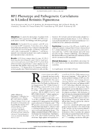 RP2 Phenotype and Pathogenetic Correlations in X-Linked Retinitis Pigmentosa