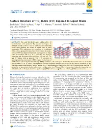 Surface Structure of Tio2 Rutile (011) Exposed to Liquid Water