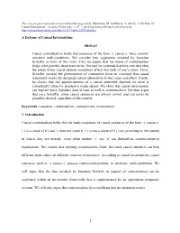 1 a Defense of Causal Invariantism Abstract Causal Contextualism