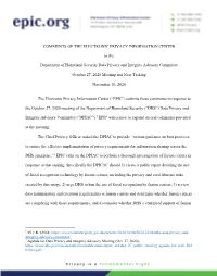 Comments from the Electronic Privacy Information Center