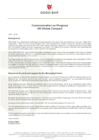 Communication on Progress UN Global Compact