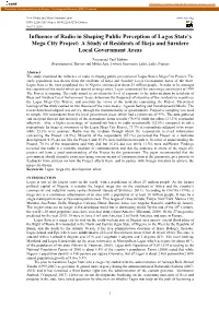 Influence of Radio in Shaping Public Perception of Lagos State's Mega City Project