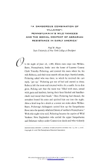 Pennsylvania's Wild Yankees and the Social Context Of