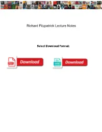 Richard Fitzpatrick Lecture Notes
