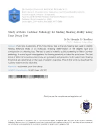Study of Retro Cochlear Pathology for Finding Hearing Ability Using Tone Decay Test by Dr