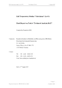 “Televisions” (Lot 5) Final Report on Task 6