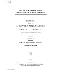 Va's Ability to Respond to Dod Contingencies and National