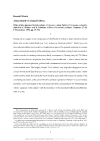 Adam Smith's Colonial Politics