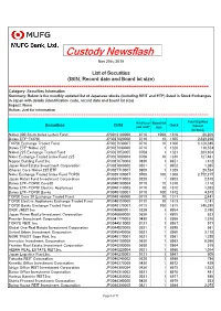 Custody Newsflash Nov 20Th, 2019