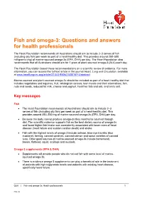 Fish and Omega-3: Questions and Answers for Health Professionals