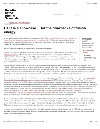 ITER Is a Showcase ... for the Drawbacks of Fusion Energy | Bulletin of the Atomic Scientists 2/15/18, 5:28 PM
