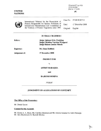 Judgement on Allegations of Contempt