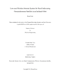 Low-Cost Wireless Internet System for Rural India Using Geosynchronous Satellite in an Inclined Orbit
