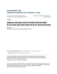 Modeling and Simulation of Interactions Between Blast Waves and Structures for Blast Wave Mitigation