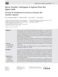 Nerve Transfer Techniques in Injuries from the Upper Limb