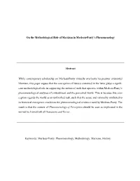 On the Methodological Role of Marxism in Merleau-Ponty's