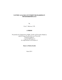 Pattern Analysis of Nutrient Biomarkers in Neuroepidemiology