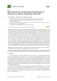 Teleconnections and Interannual Transitions As Observed in African Vegetation: 2015–2017
