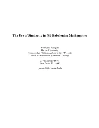 The Use of Similarity in Old Babylonian Mathematics