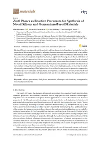 Zintl Phases As Reactive Precursors for Synthesis of Novel Silicon and Germanium-Based Materials